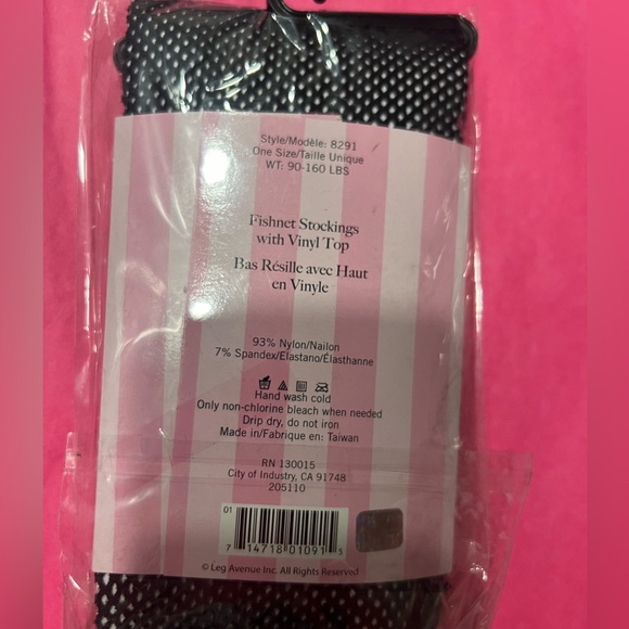 Fishnet stocking with vinyl top black - Picture 2 of 2
